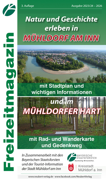 Titelseite Freizeitmagazin Natur und Geschichte erleben in Mühldorf a. Inn und im Mühldorfer Hart, Ausgabe 2023/2024
