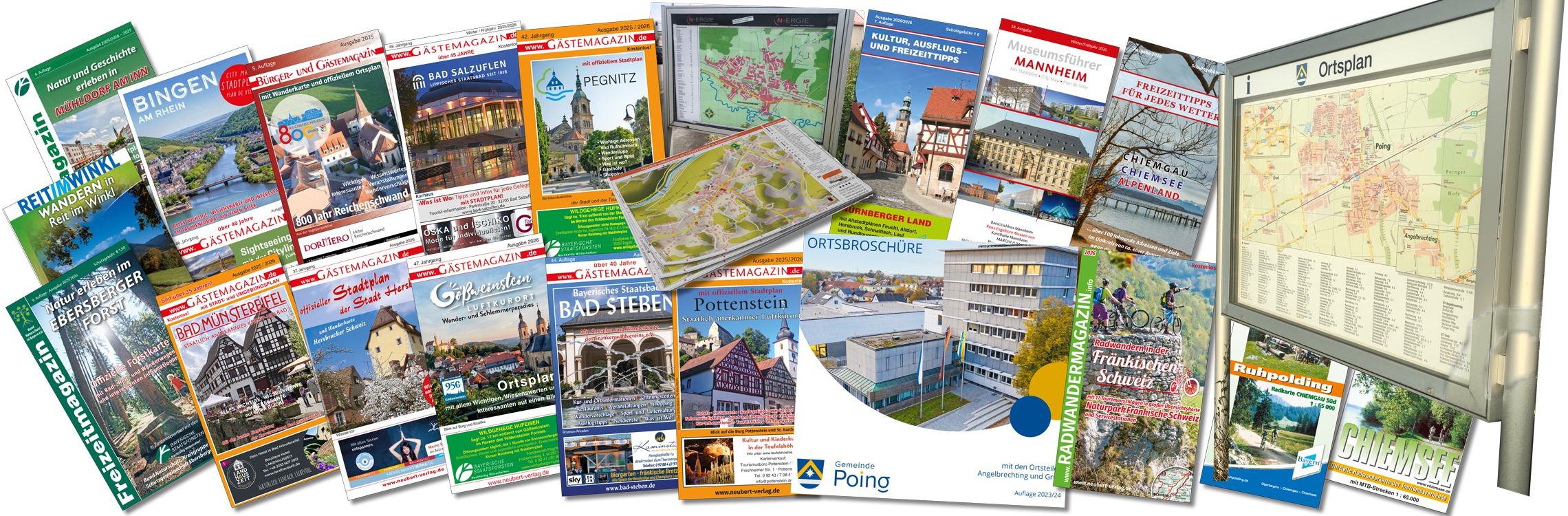 Auf der Startseite werden verschiedene Produkte aus dem Neubert-Verlag aufgefächert.