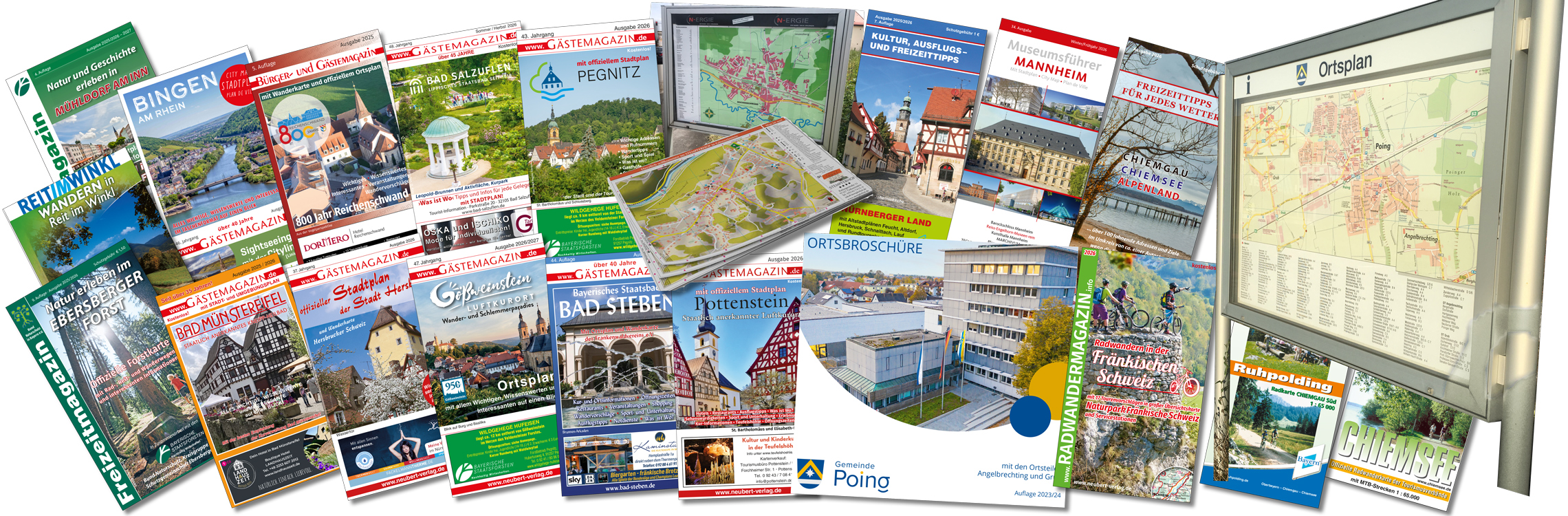 Auf der Startseite werden verschiedene Produkte aus dem Neubert-Verlag aufgefächert.