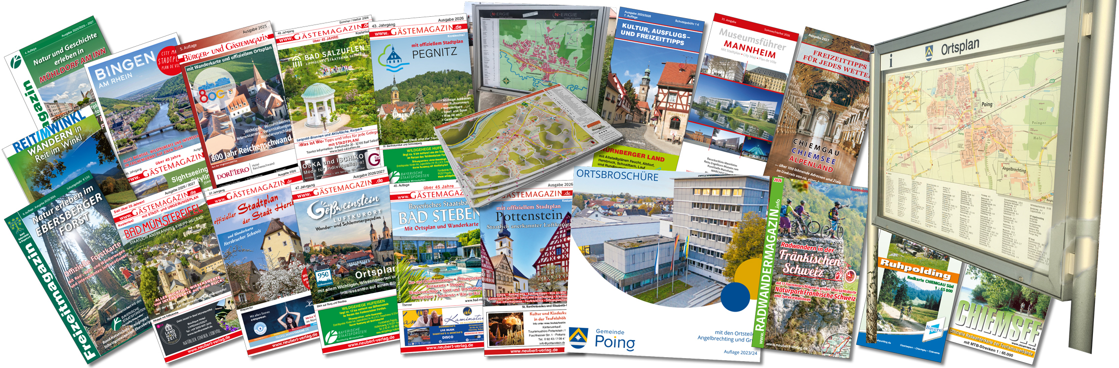 Auf der Startseite werden verschiedene Produkte aus dem Neubert-Verlag aufgefächert.